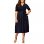 Plus Size Surplice Rosettes Dress
