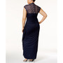 Plus Size Ruched Lace Gown