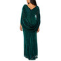 Plus Size Scoop-Neck Glitter Cape Sheath Gown