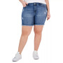 Trendy Plus Size Frayed Bermuda Denim Shorts