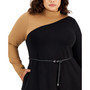 Plus Size Colorblocked Belted Midi Dress