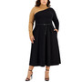 Plus Size Colorblocked Belted Midi Dress