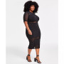 Trendy Plus Size Short-Sleeve Midi Mesh Dress