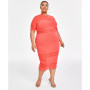 Trendy Plus Size Short-Sleeve Midi Mesh Dress