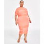 Trendy Plus Size Short-Sleeve Midi Mesh Dress