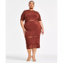Trendy Plus Size Short-Sleeve Midi Mesh Dress