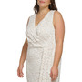 Plus Size V-Neck Drape-Front Lace Sheath Dress