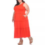 Plus Size Scoop Neck Tiered Midi Dress