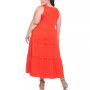 Plus Size Scoop Neck Tiered Midi Dress