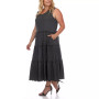 Plus Size Scoop Neck Tiered Midi Dress
