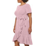 Plus Size Round-Neck Ruffle Hem Dress