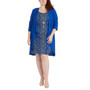 Plus Size Draped-Front Jacket & Printed Mini-Pleated Dress