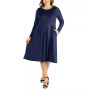 Women's Plus Size Fit and Flare Midi Dress