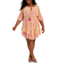 Plus Size Printed Puff-Sleeve A-Line Dress