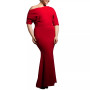 Plus Size Off-the-Shoulder Scuba Gown