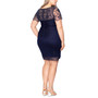 Plus Size Beaded Illusion-Trimmed Ruched Dress