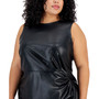 Plus Size Faux-Leather Gathered Sheath Dress