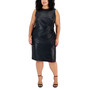 Plus Size Faux-Leather Gathered Sheath Dress
