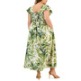Plus Size Tropical-Print Short-Sleeve Maxi Dress