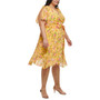 Plus Size V-Neck Printed-Chiffon Midi Dress
