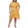 Plus Size V-Neck Printed-Chiffon Midi Dress