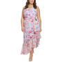 Plus Size Printed Faux-Wrap Asymmetric-Hem Dress