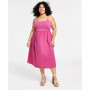 Trendy Plus Size Cotton Mixed-Media Midi Dress