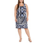 Plus Size 3/4-Sleeve Cascade-Collar Jacket and Printed Sleeveless Dress