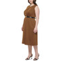 Plus Size Belted A-Line Midi Dress