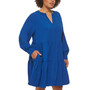 Plus Size Split-Neck A-Line Dress