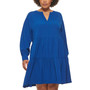 Plus Size Split-Neck A-Line Dress