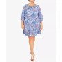 Plus Size Puff Floral Print Dress