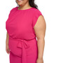 Plus Size Flutter-Sleeve Belted Dress