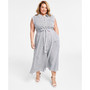 Plus Size Belted Sleeveless Shirtdress