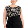 Plus Size Embroidered Gathered-Waist Gown