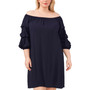 Plus Size Off-Shoulder Bubble-Sleeve Shift Dress