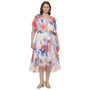 Plus Size Printed Smocked Flutter-Sleeve Midi Dress