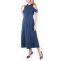 Women's Plus Size Ruffle Cold Shoulder Maxi Dress