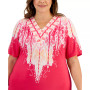 Plus Size Medallion Marvel V-Neck Dress, Created for Macy's
