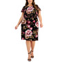 Plus Size Round-Neck Mixed-Media Midi Dress