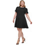 Plus Size Flounce-Sleeve Fit & Flare Dress