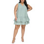 Plus Size Seersucker Ruffle-Hem Shift Dress