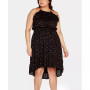 Black Label Plus Size Foil Printed Ruffle Halter Dress