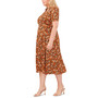 Plus Size Printed Collared Short-Sleeve Midi Dress
