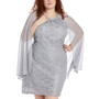Plus Size Chiffon Lace Cape Dress