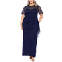 Plus Size Beaded Illusion Gown