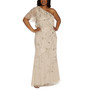 Plus Size One-Shoulder Beaded Blouson Gown