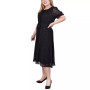 Plus Size Short Sleeve Belted Swiss Dot Dress
