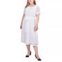Plus Size Short Sleeve Belted Swiss Dot Dress