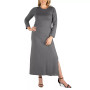 Women's Plus Size Side Slit Fitted Maxi Dress